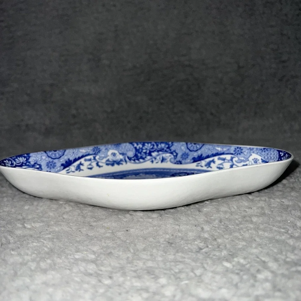 VTG Spode Italian Blue/White Diamond Hors D'oeuvres Bonbon Pickle Dish 9
